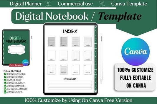 Digital Notebook Template for Editable