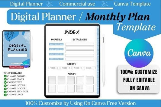 Digital Notebook Templates Lovely Blue