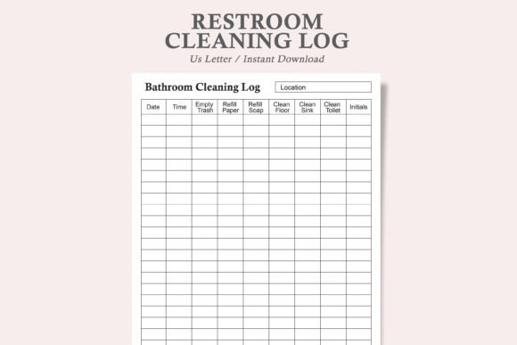 Restroom Cleaning Log, restroom Checklist