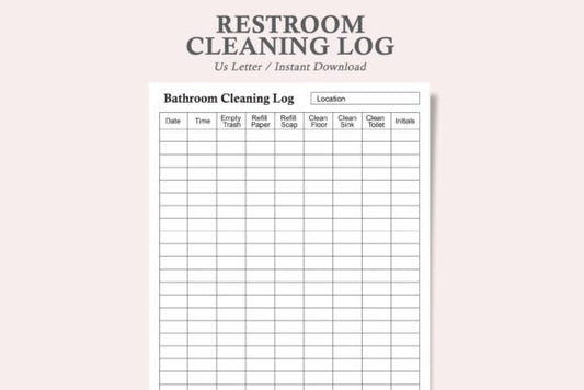 Restroom Cleaning Log, restroom Checklist