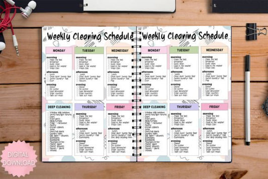 Weekly Cleaning Schedule Retro Printable