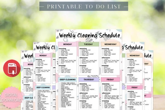 Weekly Cleaning Schedule Retro Printable