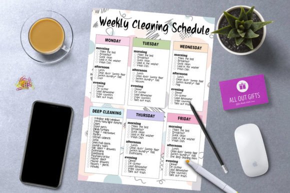 Weekly Cleaning Schedule Retro Printable