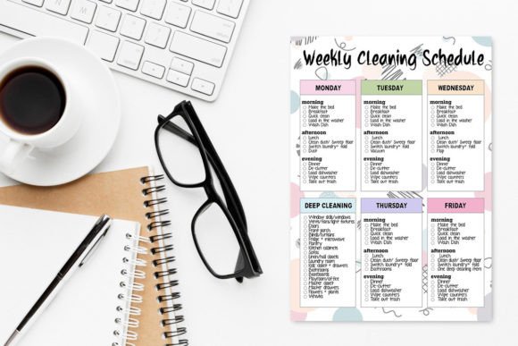 Weekly Cleaning Schedule Retro Printable